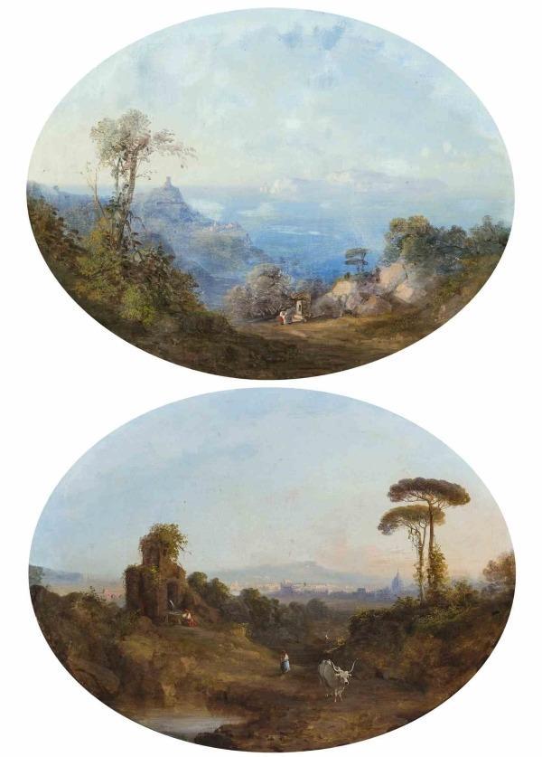 Artist of XIX century, Landscapes with View of Ancient Rome
